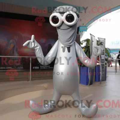 Produktbild von Maskottchenkostüm REDBROKOLY Silver Squid mit Jeggings und Sonnenbrille