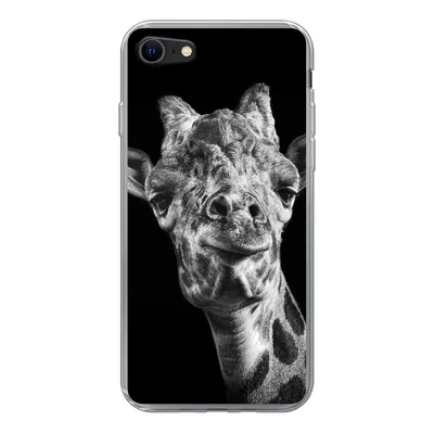 Produktbild von MuchoWow® Handyhülle Schutzhülle Hülle für iPhone 8 Giraffe - Tier - Schwarz - Weiß Silikon Softcase Handy Hülle - Schutzhaube