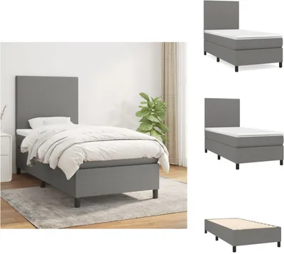 Produktbild von vidaXL Boxspringbett mit Matratze Dunkelgrau 80x200 cm Stoff -  Betten & Bettgestelle