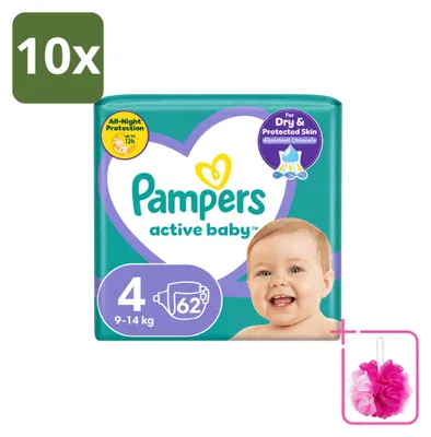 Immagine prodotto di 10 pannolini Pampers Active Baby, taglia 4 (9-14 kg) - confezione risparmio - 10 pezzi