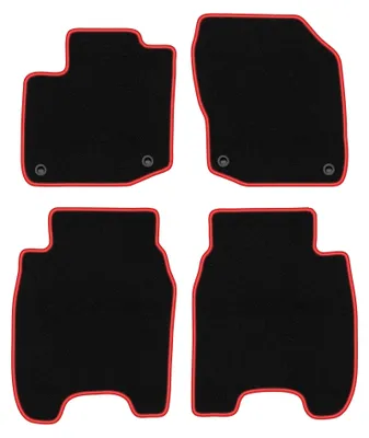 Zdjęcie produktu dla Dywaniki samochodowe welurowe CARLUX-RED do: Honda Civic IX (2012-, hatchback) czarne z czerwonym obszyciem, z mocowaniami