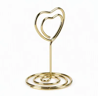 Productafbeelding van Tafelkaart houders - Hartvorm - Voor tafeldecoratie en plaatskaarten - Goud - 30 stuks