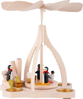 Produktbild von 1-stöckige Pyramide Pinguine auf Eisscholle (26cm) von Zenker Volkskunst
