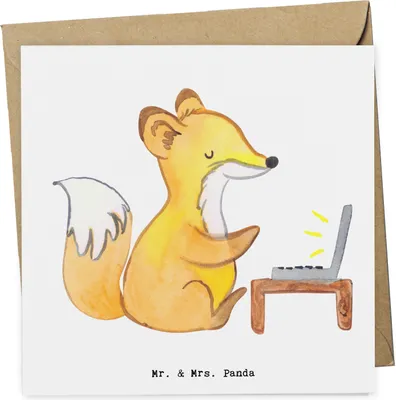 Produktbild von Mr. & Mrs. Panda Grußkarte Assistent Herz - Weiß - Geschenk, Klappkarte, anlasskarte, Glückwunschkarte, faltkarte, doppelkarte