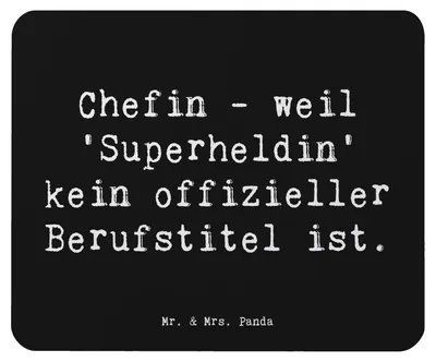 Produktbild von Mr. & Mrs. Panda Mousepad Spruch Chefin Superheldin - Schwarz - Geschenk, Mouse Pad, Teamleitung, humorvoller, Geschenke für Berufstätige, computer, Beruf, pc, Bossin
