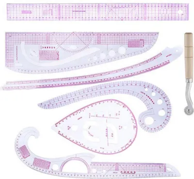Obrázek produktu pro sada 7 ks šicích pravítek pro krejčí a návrháře - nástroje pro šití patek, křivek a vzorů