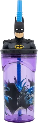 Produktbild von Batman 3D Plastikbecher mit Strohhalm für Kinder 360ml