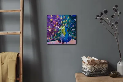 Produktbild von Coloray Hodiny Unikátní 30x30 cm  Tiché hodiny Pro obývací pokoj a kuchyň Nástěnné hodiny Plátno Bílé ručičky hodin - Zvířecí tlapky ptáky peří