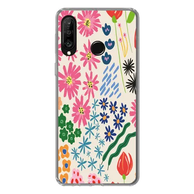 Produktbild von MuchoWow® Handyhülle Schutzhülle Hülle für Huawei P30 Lite Blume - Blätter - Feldblumen Silikon Softcase Handy Hülle - Handyhülle