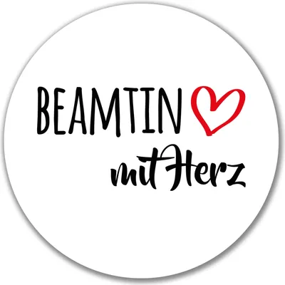 Produktbild von Huuraa Aufkleber Beamtin mit Herz 10cm rund Sticker Geschenkidee