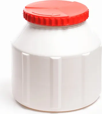 Produktbild von Weithalsfass 12 Liter Wasserdicht Kunststoff Weiß Deckel Rot