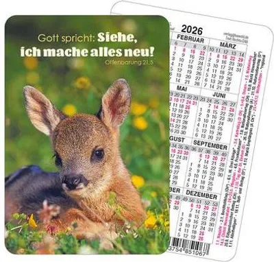 Produktbild von Kalender 2026 Tier-Motiv Spielkartenformat Jahreslosung
