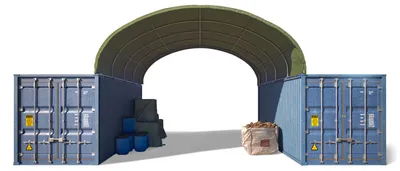 Produktbild von TOOLPORT Container Überdachung Contop 6x6m – PVC Plane 2300N dunkelgrün – Lagerhalle Schüttgut Unterstand Zelthalle