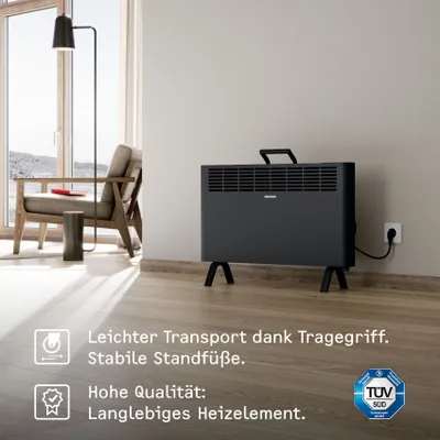 Produktbild von STIEBEL ELTRON neue Elektroheizung engergiesparend, Standgerät CNS-B 2000 Plus LCD move, 2 kW für ca. 25 m², , LC-Display, Wochentimer