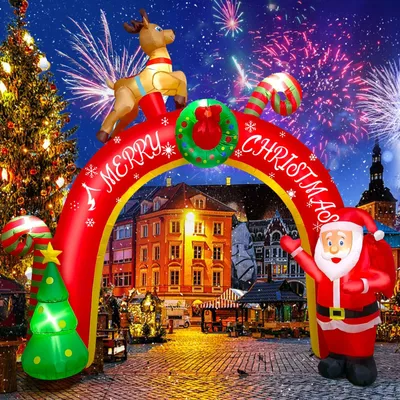 Aufblasbare Weihnachtsdekoration 3 m mit LEDs, Rentier & Co.