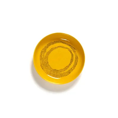Produktbild von Serax Suppenteller Feast Sunny Yellow Swirl-Dots Black
