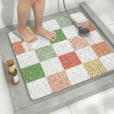 Obrázok produktu pre Protisklzová podložka pod sprchu, 60x60 cm, vzor: krížik, materiál: PVC, rýchlo schnúca, odolná voči plesniam, umývateľná