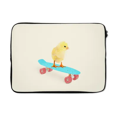 Produktbild von MuchoWow® Laptop Hülle 14 ZollKüken - Gelb - Skateboard - Blau - Tiere Laptoptasche - Laptoptasche - Stoßsicher - Schutzhaube