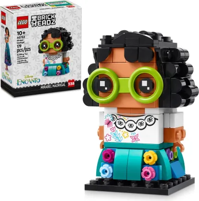 A LEGO BrickHeadz Mirabel Madrigal set and its packaging are displayed against a white background.