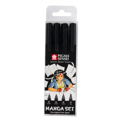 Produktbild von Sakura Pigma Sensei, Schwarz, Schwarz, Rund, Sichtverpackung, 4 Stück(e)