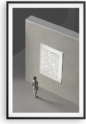 Produktbild von Gerahmtes Poster - Schwarzer Rahmen - Labyrinth Grau Verloren - 61x91,5 cm - Wand Bild - Wanddeko - Wandbilder - Kunstposter - Wandposter - Bilderrahmen - Bilder - Kunstdruck - P2BPA61x91-5086