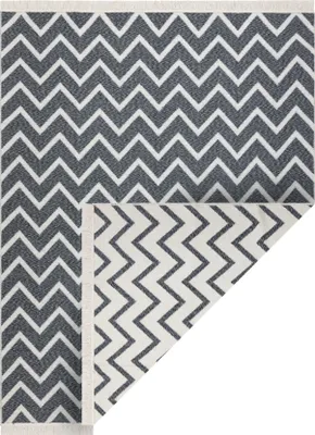 Zdjęcie produktu dla Dywan TWIN 23002 Zygzak, bawełna, dwustronny Ekologiczny frędzle - antracyt / krem szary 160x220 cm