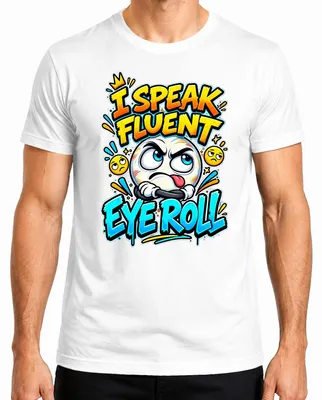 Produktbild von I Speak Fluent Eye Roll Emoji Sarkasmus Humor Lustig Augenrollen Herren T-Shirt, Weiß, XXL