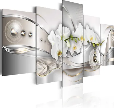 Produktbild von Modernes Wandbild b-A-0073-b-n (100x50) - 5 Teilig Bilder Fotografie auf Vlies Leinwand Foto Bild Dekoration Wand Bilder Kunstdruck ABSTRAKT BLUMEN ORNAMENT ORCHIDEE
