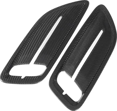 Image de 2 Pcs Engine Hood Air Vent Cover Carbon Fiber Front Upper Bonnet Hood Air Outlet Cover Replacement for Kia Stinger 2018 to 2023 Glossy Black (Couvercle de sortie d'air du capot moteur en fibre de carbone pour Kia Stinger 2018 à 2023)
