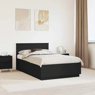 Zdjęcie produktu dla Maison Exclusive – rama łóżka z zagłówkiem, czarna, 120 x 190 cm, materiał drewnopochodny