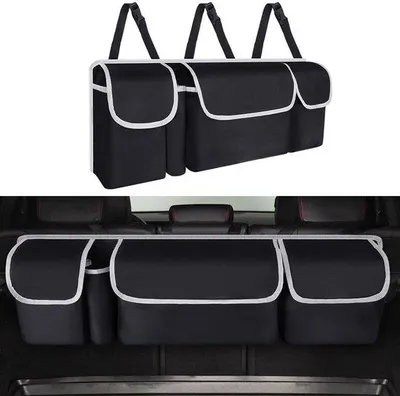 Image de Organisateur de coffre pliable et verrouillable - 4 compartiments - Pour SUV/camion - Capacité de 60 litres - 90 cm x 25 cm x 12 cm - Étanche
