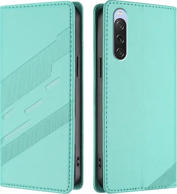 Produktbild von Hülle für Sony Xperia 10 V, Kunstleder Brieftaschen Handyhülle mit Kartenfach und Standfunktion Türkis