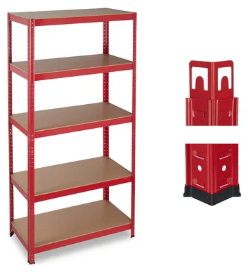 Obrázok produktu pre relaxdays 10026750_0 relaxdays Schwerlastregal braun / rot