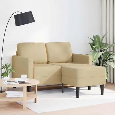 Image de vidaXL Canapé 2 places avec chaise longue en L gris-vert 125 cm lin