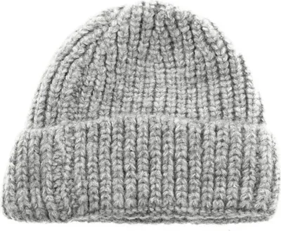 Produktbild von Mütze mit Strickmotiv für Erwachsene und Kinder für kalte Herbst- und Wintertage Grau