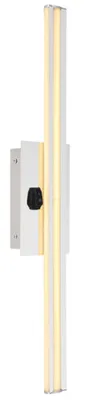 Productafbeelding van Globo Lighting wandlamp, metalen behuizing verchroomd, aluminium geborsteld, kunststof opal, satijn afwerking, met schakelaar op het armatuur, IP44, afmetingen: 100x610mm, uitsteeksel: 62mm, inclusief LED 18W 230V, 2070lm (lichtbron), 760lm (lichtopbrengst), 3000K