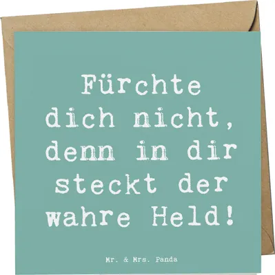 Produktbild von Mr. & Mrs. Panda Grußkarte Spruch Ängste vor Monstern besiegen - Meeresbrise - Geschenk, Schutz, Zuversicht, Glückwunschkarte, Mut, Monster, überwinden, doppelkarte