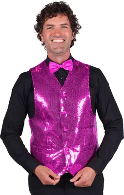 Produktbild von T0978-1100-L pink Herren Pailletten Weste Show Kostüm Gr.L