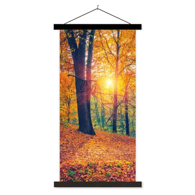 Produktbild von MuchoWow® Textilposter Bäume - Herbst - Wald - Herbstliche Blätter 60x120 cm mit schwarzem Rahmen - Magnete