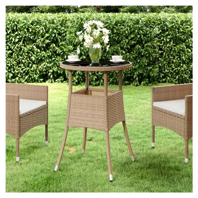 Produktbild von Gartentisch, 60 x 75 cm, gehärtetes Glas und Polyrattan, Beige