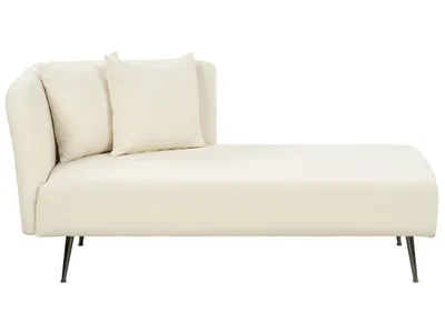 Produktbild von BELIANI Chaiselongue Cremeweiß Bouclé Stoffbezug Linksseitig mit Kissen Armlehne Metallbeine Modern Wohnzimmer Schlafzimmer Wintergarten Kleine Räume