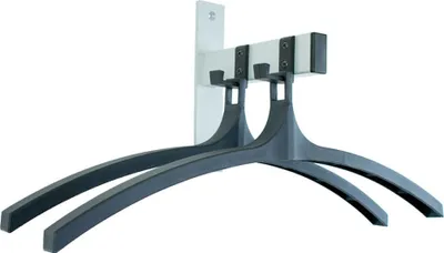 Produktbild von Wandgarderobe mit 2 Haken & 2 Kleiderbügel | HxBxT 20x5x18cm | Aluminium / Schwarz-Silber