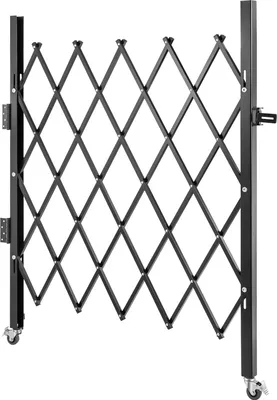 Immagine prodotto di SucceBuy Cancello di sicurezza singolo 108 x 132 cm in acciaio profilato, barriera stradale pieghevole e flessibile, cancello barricata girevole a 360° di colore nero per strade, garage e ingressi