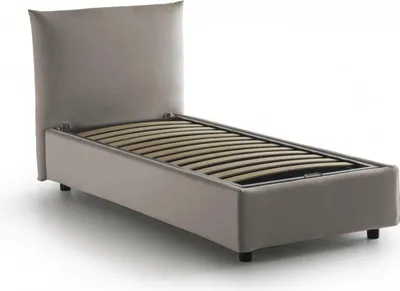 Produktbild von Einzelbett Dbeccar, Containerbett mit Stoffbespannung, 100%  Italy, Frontöffnung, passend für Matratze 80x190 cm, Turteltaube