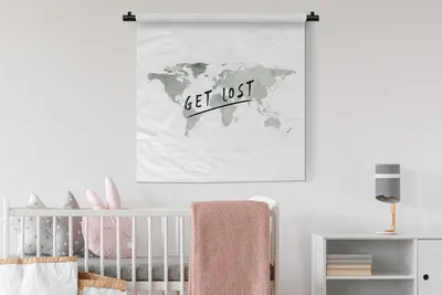Produktbild von MuchoWow® Wandteppich Wandbehang Weltkarte - Aquarell - Zitat 90x90 cm Tapisserie Dekoration Wandtuch - Wandaufhänger