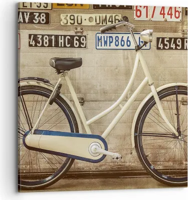 Produktbild von Bild auf Leinwand - Leinwandbild - Fahrrad Mauer Straße - 70x70cm - Wand Bild - Wanddeko - Leinwanddruck - Bilder - Kunstdruck - Wanddekoration - Leinwand bilder - Wandkunst - AC70x70-3764