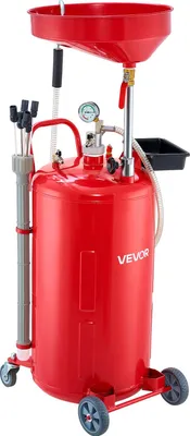 Image de VEVOR Chariot de récupération d'huile 79 L, Chariot de récupération d'huile avec hauteur d'entonnoir réglable, Réservoir de récupération d'huile avec roues, Vidange de transfert de liquide et de carburant Récupérateur d'huile pour garages, rouge