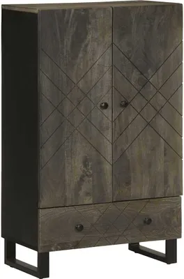 Image de Buffet noir 60x33x100 cm bois de manguier massif