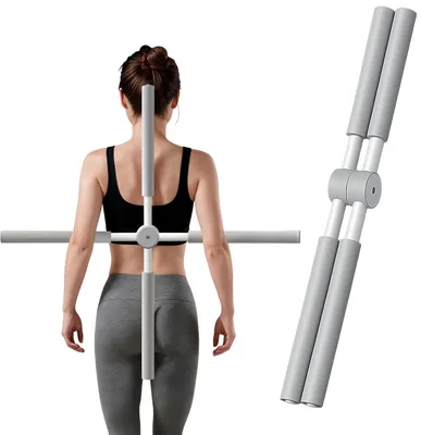 Produktbild von Yoga-Stick, Haltungskorrekturstab, Yoga Stange für bessere Körperhaltung - Korrektor für Nackenverkrümmungen, Grau
