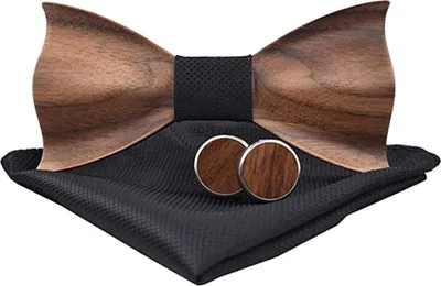 Produktbild von Holzfliege männer holz fliege klassische 3d geprägte hölzerne Fliege Set Plaid Quadrat Schal Manschettenknöpfe Lässige Massivholz Umweltschutz Set